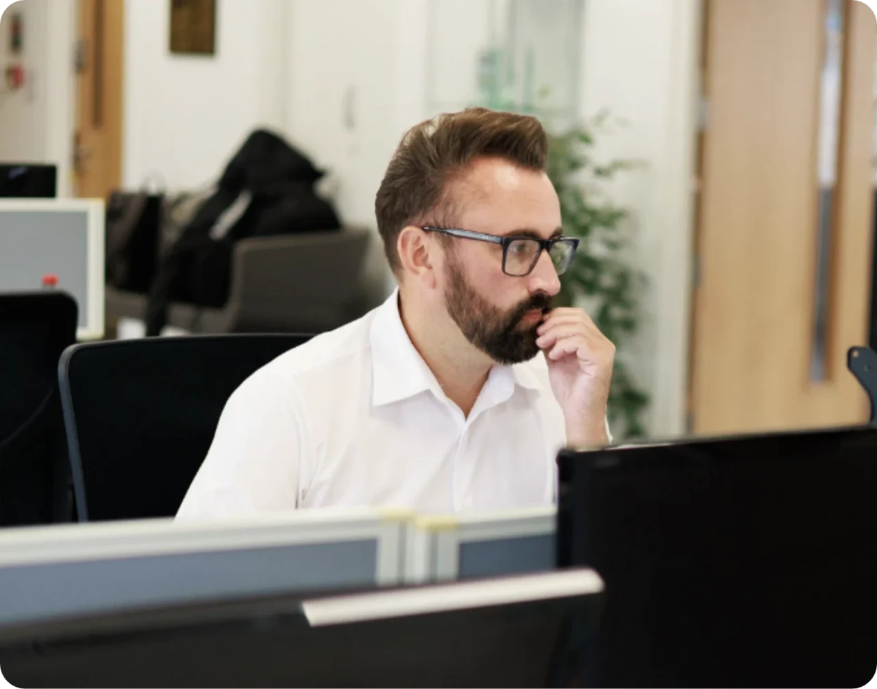 Wessex Fleet team member working at his desk