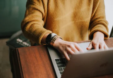 Person working on a laptop