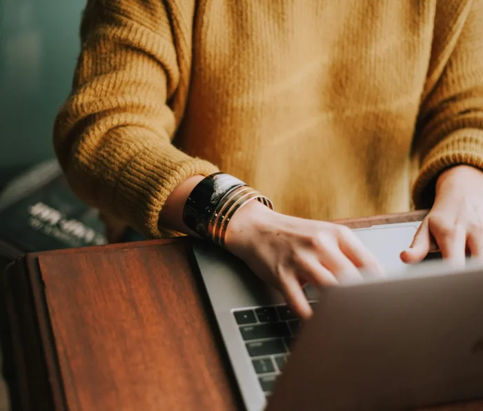 Person working on a laptop