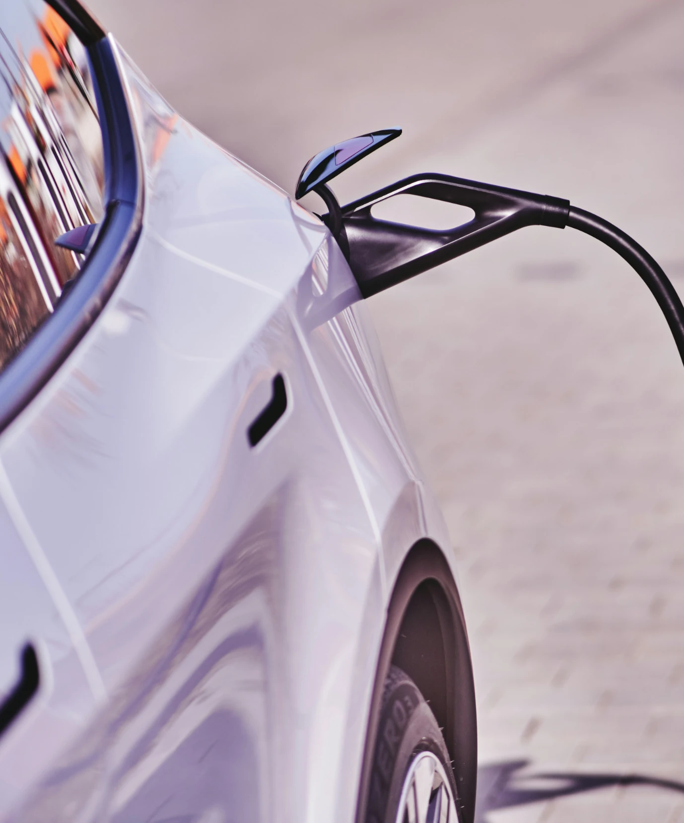 An electric car charging