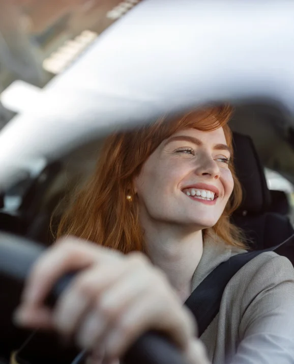 Woman driving a car